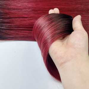 Extensions de cheveux humains vietnamiens bourgogne faisceaux droits d'os de donneur simple à double tirage avec dentelle - Product Image 1