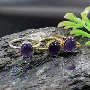 Handmade 92.5 <b>Sterling</b> <b>Silver</b> Fine <b>Ring</b> Dainty Vintage Style with Natural Amethyst Gemstone Bezel <b>Set</b> for Gift - Product Image 3