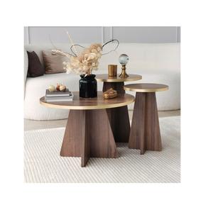 โต๊ะกาแฟทรงกลมแบบพับได้สีน้ำตาลเฟอร์นิเจอร์รับประทานอาหารของโรงแรมเป็นมิตรต่อสิ่งแวดล้อมทำด้วยมือ - Product Image 1