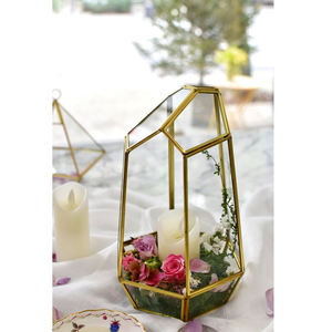 Terrarium ทรงเรขาคณิตสูงแก้วใสกรอบเหล็กดีไซน์ใหม่ล่าสุดสำหรับตกแต่งโต๊ะ - Product Image 4