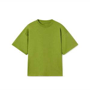 T-shirt unisexe uni vert clair surdimensionné en coton épais à manches courtes Streetwear décontracté T-shirt blanc personnalisé en gros - Product Image 1