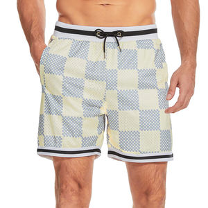 Short de basket-ball confortable et à la mode pour hommes, décontracté, à séchage rapide, en maille, respirant, motif solide - Product Image 1