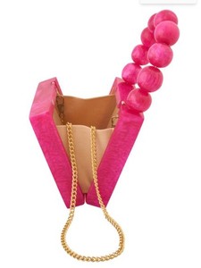 Stylish Mini Pink Resin Clutch Purse, <b>Small</b> Resin <b>Handbag</b> <b>for</b> <b>Women</b>, Bulk Orders Available - Product Image 3