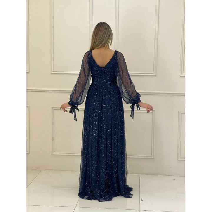 Long Balloon Sleeve Colorful Silvery Button Waist Kilos New Season Evening Dress Jn1639 1639