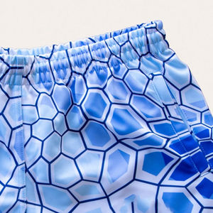 Shorts de sport respirants à sublimation pour femmes et hommes, décontractés, avec cordon de serrage, bicolores, style rugby, personnalisables, en toile polyester/coton - Product Image 3