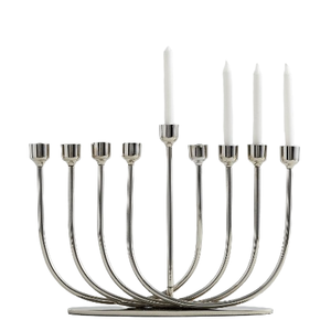 Candelabros hechos a mano para interiores decorativos disponibles, accesorios de iluminación para el hogar, candelabros con acabado plateado para el hogar - Product Image 1