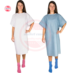 Bata de Hospital con estampado para pacientes, manga corta, suelta, alta calidad, Unisex, reutilizable - Product Image 1