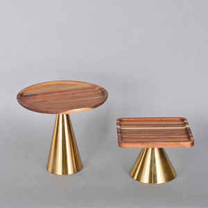 Support à gâteau en acrylique et métal, prix d'usine en gros, support à cupcake décoratif en métal à 2 niveaux, assiette à dessert pour la fête de mariage - Product Image 5