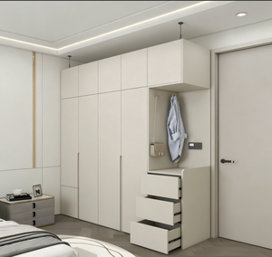 Système de dressing avec <span class=keywords><strong>cubes</strong></span> de rangement modulaires, zones de suspension et tiroirs pour accessoires, armoire autoportante pour chambre à coucher - Product Image 6