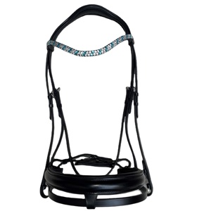 Brida de caballo de cuero de piel de vaca anatómica de alta calidad, banda para la nariz sueca acolchada blanca, tocado elevado curvo para equitación ecuestre - Product Image 1