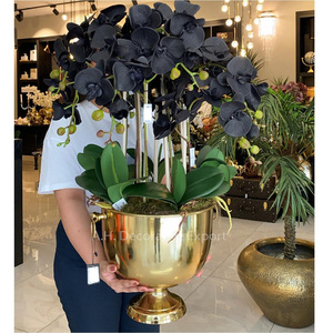 Florero con acabado dorado brillante, jarrón de flores grande de aluminio de alta calidad con asa para decoración de centro de mesa - Product Image 2