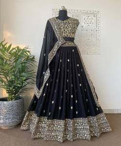 Trending Women's Indian Traditional Elegant Evening Party Lehenga Choli <b>Silk</b> <b>Cotton</b> <b>Fabric</b> Sequin Detailing Wedding Season - Product Image 3