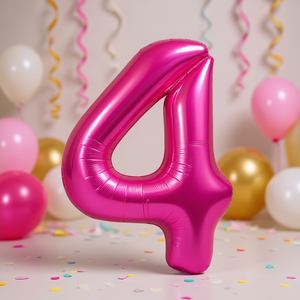 Palloncini Numero Fucsia N4 100cm, Confezione da 12 Pezzi per Feste - Product Image 3