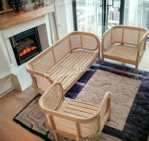 Juego de sofás de mimbre y caña natural modulares de 3 piezas, muebles de mimbre y bambú para jardín al aire libre - Product Image 5