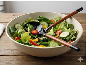 Ustensiles de service de salade jetables en matériau corne de luxe, très vendus, avec manche en bois moderne, ensemble de cuillères pour fête à prix avantageux - Product Image 5