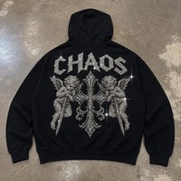 Logo personnalisé Pierre pailletée Zip Up Boxy Fit Sweat à capuche et Bling Rhinestone Ensembles de pantalons de survêtement pour hommes Unisexe Survêtement pour hommes