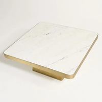 Table basse et table de chevet décorative multifonctionnelle moderne européenne en fer et pierre finition or