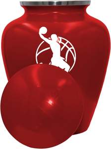 Urne funéraire de joueur de basket-ball Urne funéraire adulte humaine personnalisée pour les amateurs de basket-ball Urne personnalisée taille personnalisée rouge - Product Image 4
