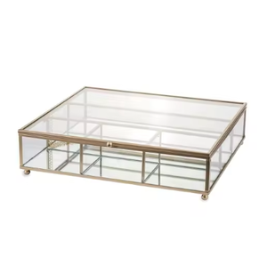 Herramientas de maquillaje, cajas de almacenamiento o joyero, caja de Metal personalizada chapada en oro, decoración de boda, caja de cristal para regalo de devolución - Product Image 4