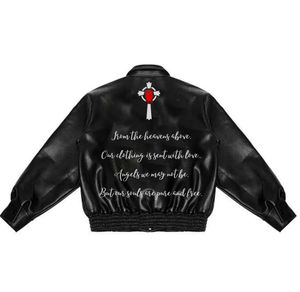 เสื้อแจ็กเก็ตเบสบอลบอมเบอร์ของผู้ชายเสื้อแจ็คเก็ตหนังวัวระบายอากาศไซส์ใหญ่พิเศษปักโลโก้ได้ตามต้องการสำหรับฤดูหนาว - Product Image 2