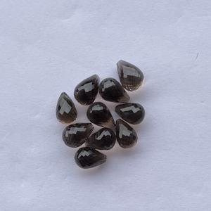 8mm 10mm 12mm Cuarzo ahumado marrón natural Taladro superior sin perforar Gotas facetadas Piedras preciosas sueltas Precio al por mayor Distribuidor en línea Alibaba - Product Image 5