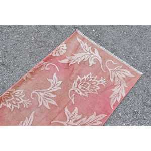 2.1x6.3 ft Rug, Turkish Vintage Rug, <b>Red</b> Floral <b>Wool</b> Rug - Product Image 5