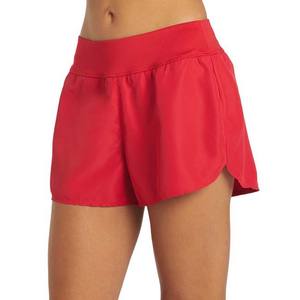 Ropa de gimnasio ligera con tinte liso, pantalones cortos de entrenamiento para Fitness, pantalones cortos cómodos de tela transpirable para mujer, Color rojo, Verano - Product Image 6