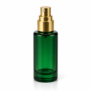 Flacon pompe sans air vide 30 ml en verre vert émeraude, emballage cosmétique de luxe, marque privée - Product Image 1