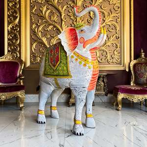 Handmade Royal Painted <b>Elephant</b> Iron Art Featuring Animal Pattern - Product Image 2