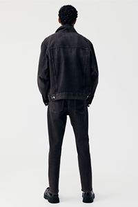 กางเกงยีนส์ผ้าเดนิมผ้าฝ้ายสำหรับผู้ชายทรงตรงเข้ารูปแบบธรรมดาสีดำแนววินเทจของผู้ชาย - Product Image 4