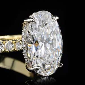 Anillos de Compromiso y Boda de Plata S925 con Oro Real en Oferta, Anillos de Compromiso con Diamantes de Corte Ovalado, Moissanita - Product Image 2