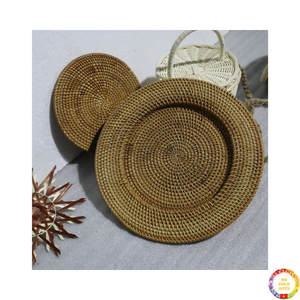 Panier à plateau en rotin Panier rond tissé écologique pour le stockage des aliments et la décoration de la maison du Vietnam - Product Image 2