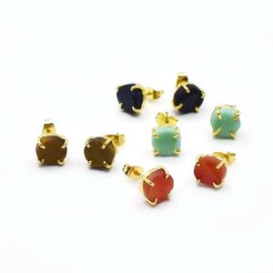 Raw Carnelian <b>Stud</b> Earrings Handmade Prong Set Gemstone Earrings for Women Gift For Love - Product Image 4