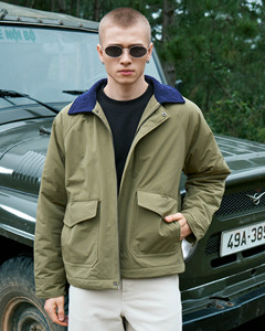Men's Breathable <b>Quilted</b> <b>Jacket</b> Solid <b>Pattern</b> Contrast Collar Regular Fit Casual Style 100% Nylon Custom Size Autumn Routine - Product Image 1