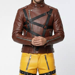 Traje de Motociclismo de Cuero para Hombre, Corte Ajustado, con Cierre de Broches Ajustables, Chaqueta y Pantalones de Protección - Product Image 2