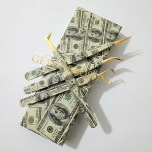 Pince à épiler en acier inoxydable de haute qualité, 10 mm, à pointe lisse, avec revêtement en papier, pointe dorée, logo personnalisé, instrument de beauté - Product Image 1