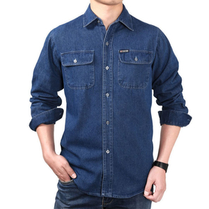 Chemises en jean pour hommes de style nouveau, manches longues, chemises tendance, grande taille, coton, jean bleu, chemises en jean élégantes - Product Image 3