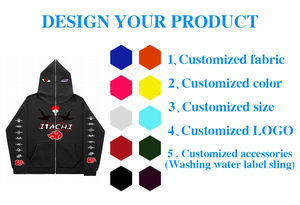 Sweat à capuche pour homme avec fermeture éclair complète imprimé 100% coton, style de rue, design personnalisable avec votre propre logo - Product Image 6