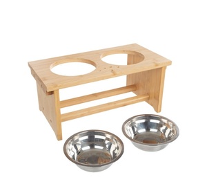 Bol pour chien en métal de design moderne avec support en bois fait à la main en qualité supérieure Bol fantaisie classique et élégant pour la vente en gros - Product Image 2