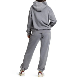 Nuevo diseño Logo Algodón Vintage Sudadera con capucha Jogger Sweatsuit Venta al por mayor French Terry 2 piezas Set Mujeres Acid Wash Chándal - Product Image 2