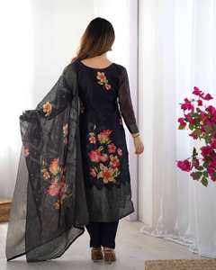 Designer 2025 nouvelle Collection Heavy Chanderi soie Jacquard travail impression numérique costume ensemble fête tenue décontracté 3 pièces Salwar Kameez - Product Image 3