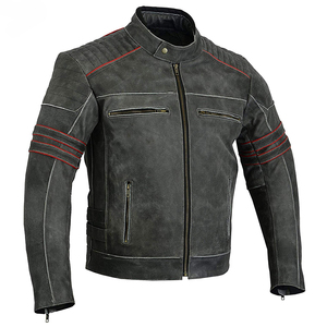 Veste de moto en cuir pour hommes personnalisée OEM noire Cafe Racer style motard avec tailles personnalisées pour hommes - Product Image 2