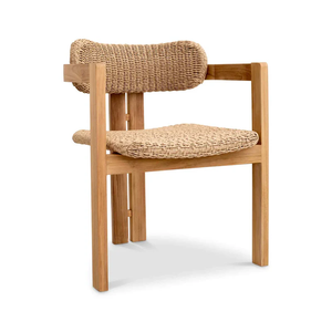Dining <b>Chair</b> Teak <b>Wood</b> Combination Rattan <b>Garden</b> <b>Chair</b> Outdoor Furniture Patio Furniture - Product Image 2