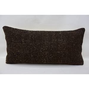 <b>Brown</b> <b>Wool</b> Woven Kantha Patchwork Pillow 12x24 Inches Rustic Floral Embroidered Vintage Pattern Non-Slip Eco-Friendly Removable - Product Image 1