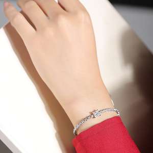 Gran oferta, pulsera de tenis de diamante de moissanita cuadrada de 1 quilate, pulsera clásica de eslabones de plata personalizada para mujer - Product Image 5