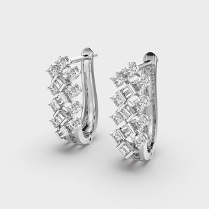 Pendientes de Aro con Diamantes Baguette de Corte Mixto Personalizados OEM, Oro Rosa/Amarillo/Blanco de 14K con Baño de Rodio, Regalo de Boda, Joyería Fina - Product Image 1