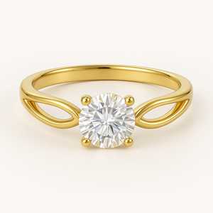 Anillo de Compromiso Moderno de Oro Blanco de 14k con Moissanita Certificada, Engaste de Puntas, 1ct y 0.38ct, Diseño Elegante Chapado en Oro - Product Image 3