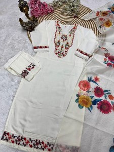 Conjunto de Kurta con patrón de textura de lujo para mujer, ropa India Vintage para fiesta, llega a tiempo, servicio a granel desde India - Product Image 3