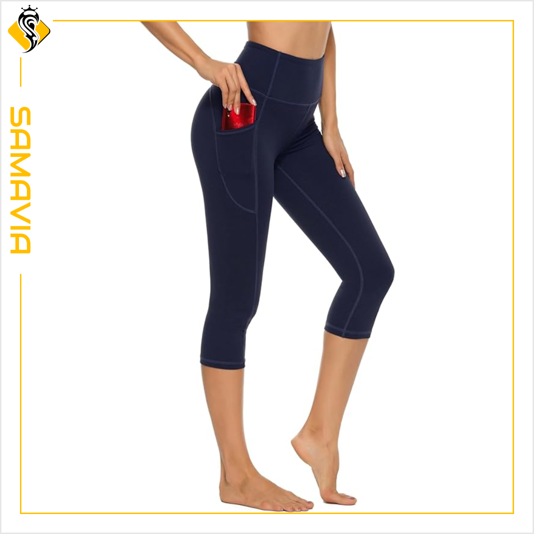 SAMAVIA Industry Winter High-Waist Active Capri Pants for Women ODM Gym Wear Breathable Compression Spandex/Cotton Skinny Fit