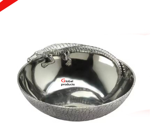 Nouveau look bol de service en aluminium en métal fini argenté avec poignée ronde pour restaurant et bar d'hôtel - Product Image 3